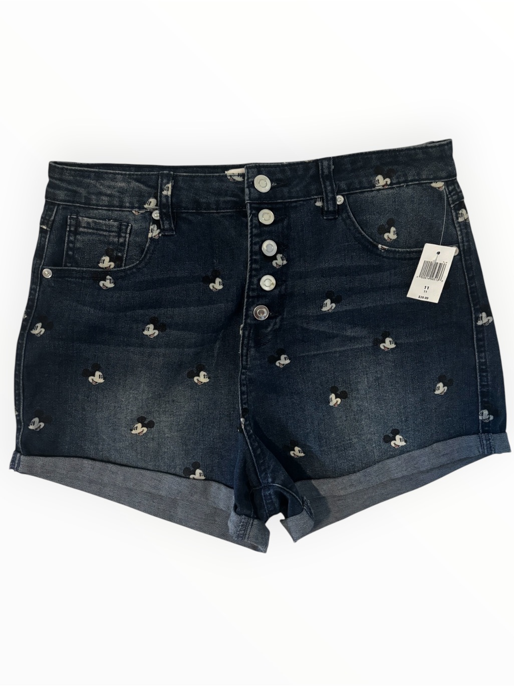 Disney Navy Denim Shorts With Small White Mickeys